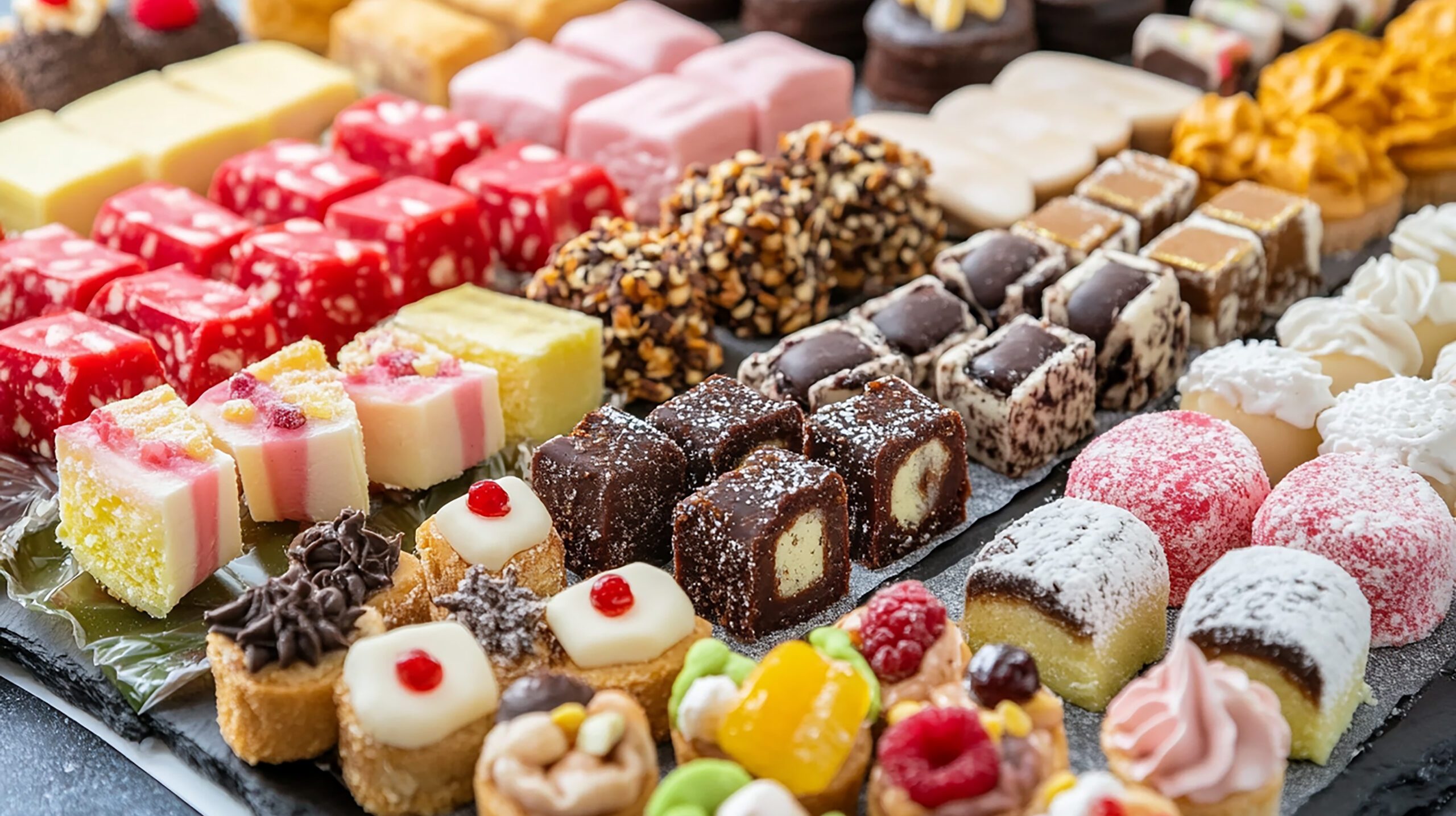 display-different-desserts-including-one-that-has-lot-different-flavors